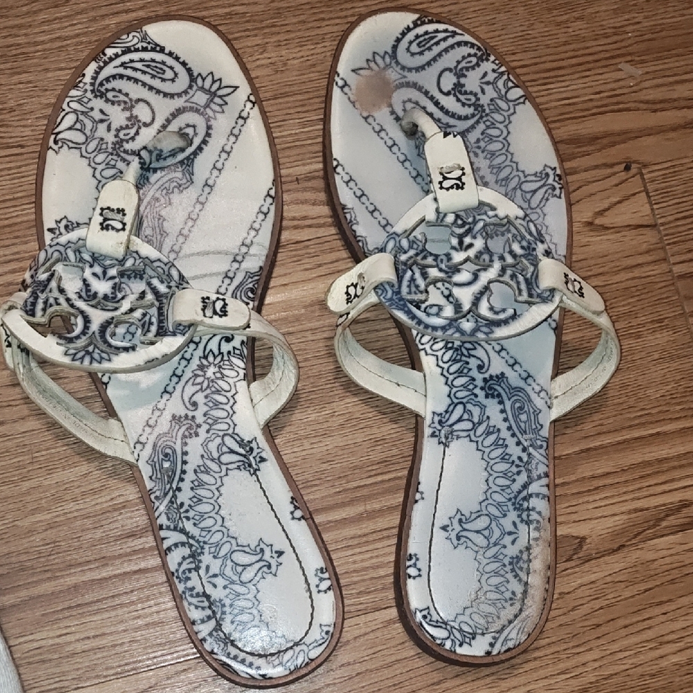 Tory Burch Black and Cream Sandals